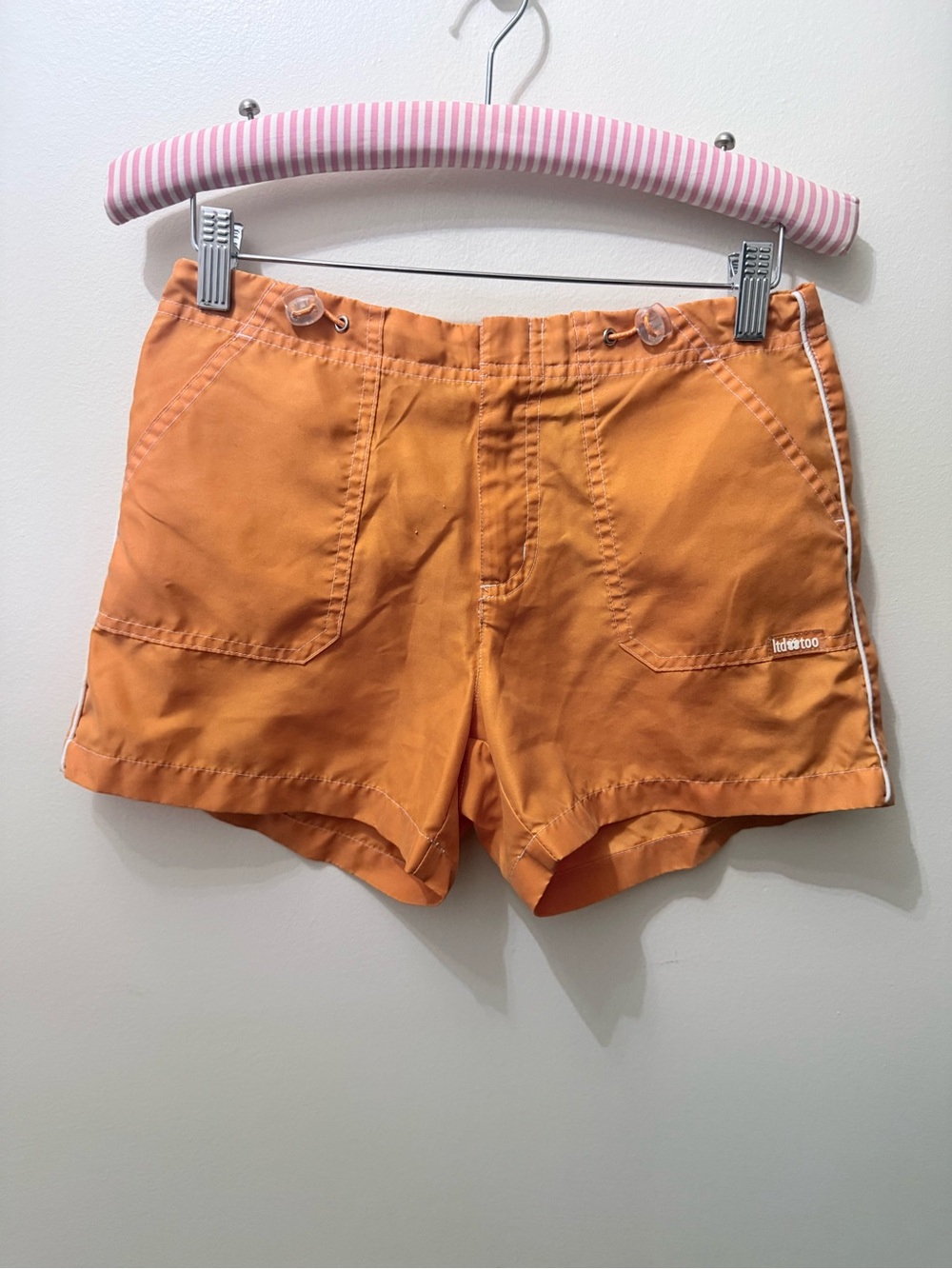 Vintage Y2K Limited Too Orange Cargo Baggy Short Shorts Mid Rise Girls 12 28”